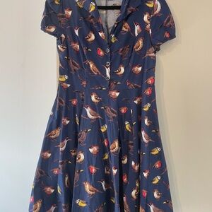 Bird Print Blue Dress